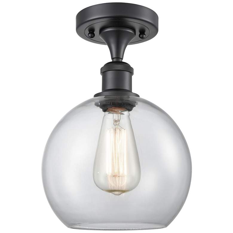 Image 1 Ballston Athens 8" Semi-Flush Mount - Matte Black - Clear Shade