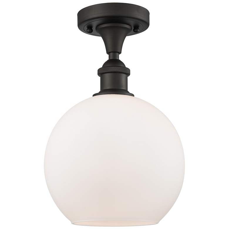 Image 1 Ballston Athens 8" Semi-Flush Mount - Oil Rubbed Bronze - Matte White
