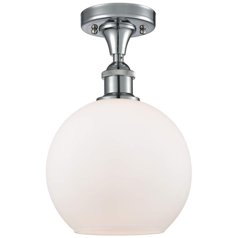 Image 1 Ballston Athens 8" Semi-Flush Mount - Polished Chrome - Matte White S