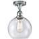 Ballston Athens 8" Semi-Flush Mount - Polished Chrome - Seedy Shade