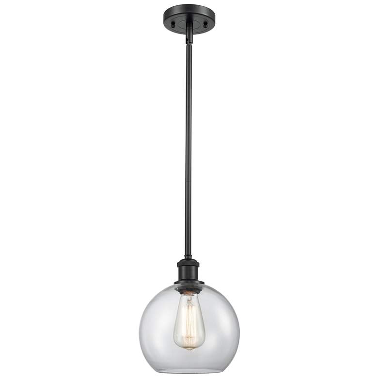 Image 1 Ballston Athens 8" Stem Hung LED Mini Pendant - Matte Black - Clear Sh
