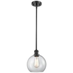 Ballston Athens 8" Stem Hung LED Mini Pendant - Matte Black - Clear Sh