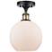 Ballston Athens 8" Wide Black with White Glass Ceiling Light