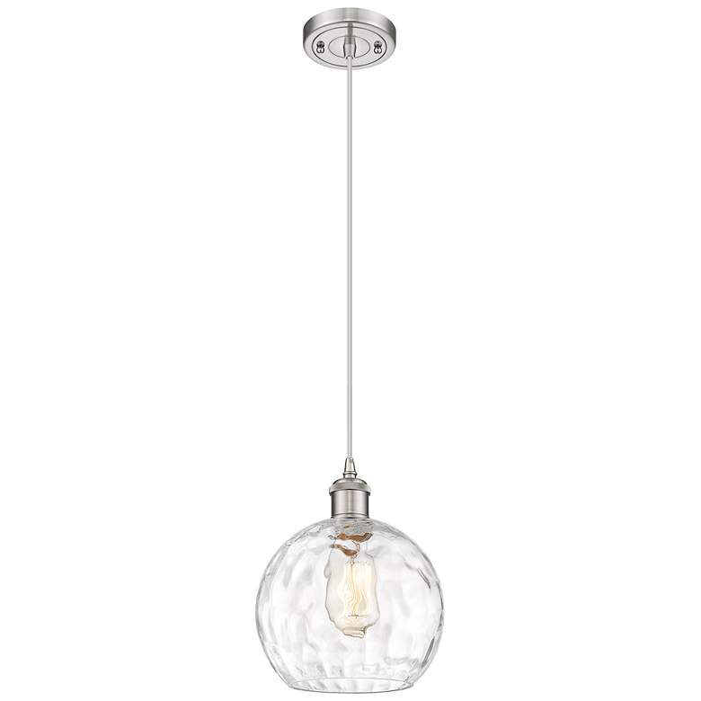 Image 1 Ballston Athens 8"W Brushed Nickel Cord Mini Pendant Water Glass Shade