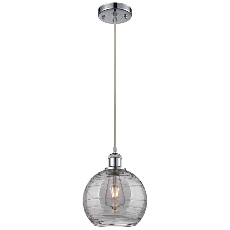 Image 1 Ballston Athens 8"W Chrome Corded Mini Pendant w/ Smoke Swirl Shade