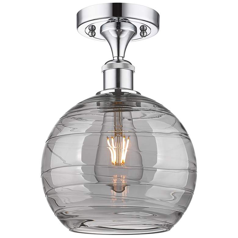 Image 1 Ballston Athens 8"W Chrome Semi-Flush Mount w/ Smoke Swirl Shade