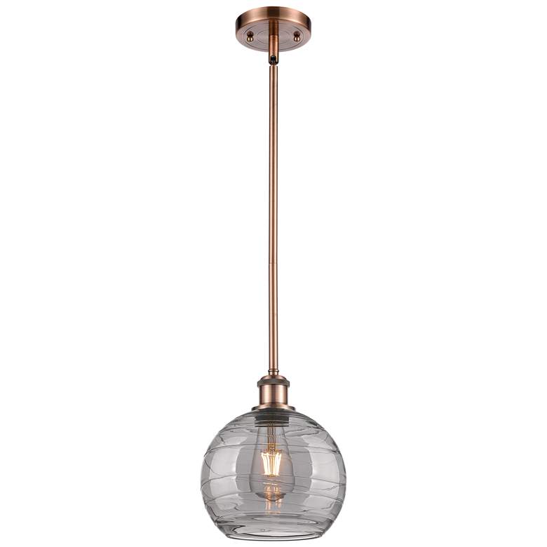 Image 1 Ballston Athens 8"W Copper Stemmed Mini Pendant w/ Smoke Swirl Shade
