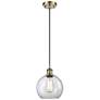 Ballston Athens 8"W Cord Hung Antique Brass Mini Pendant w/ Clear Shad