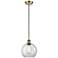 Ballston Athens 8"W Cord Hung Antique Brass Mini Pendant w/ Clear Shad