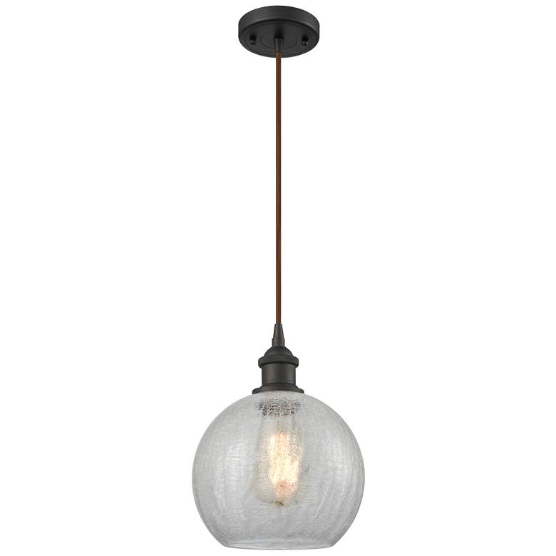 Image 1 Ballston Athens 8"W Cord Hung Bronze Mini Pendant w/ Clear Shade