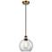 Ballston Athens 8"W Cord Hung Brushed Brass Mini Pendant w/ Clear Shad