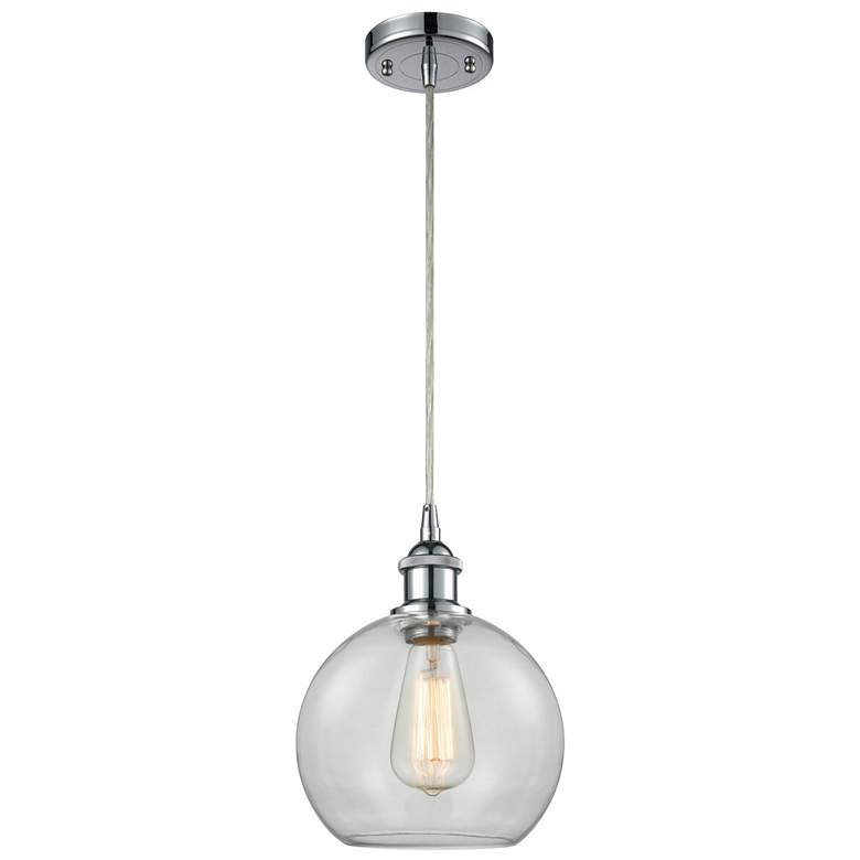 Image 1 Ballston Athens 8"W Cord Hung Chrome Mini Pendant w/ Clear Shade