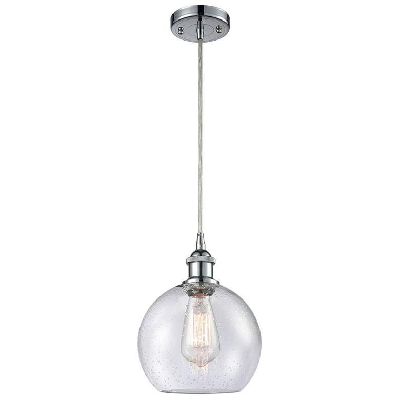 Image 1 Ballston Athens 8"W Cord Hung Chrome Mini Pendant w/ Seedy Shade
