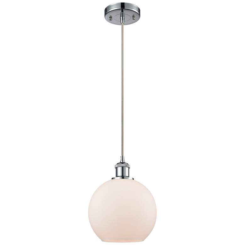 Image 1 Ballston Athens 8"W Cord Hung Chrome Mini Pendant w/ White Shade