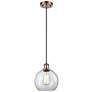 Ballston Athens 8"W Cord Hung Copper Mini Pendant w/ Clear Shade