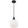 Ballston Athens 8"W Cord Hung Matte Black Mini Pendant w/ White Shade