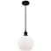 Ballston Athens 8"W Cord Hung Matte Black Mini Pendant w/ White Shade