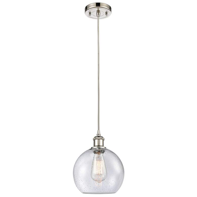 Image 1 Ballston Athens 8"W Cord Hung Polished Nickel Mini Pendant w/ Seedy Sh