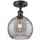Ballston Athens 8"W Matte Black Semi-Flush Mount w/ Smoke Swirl Shade