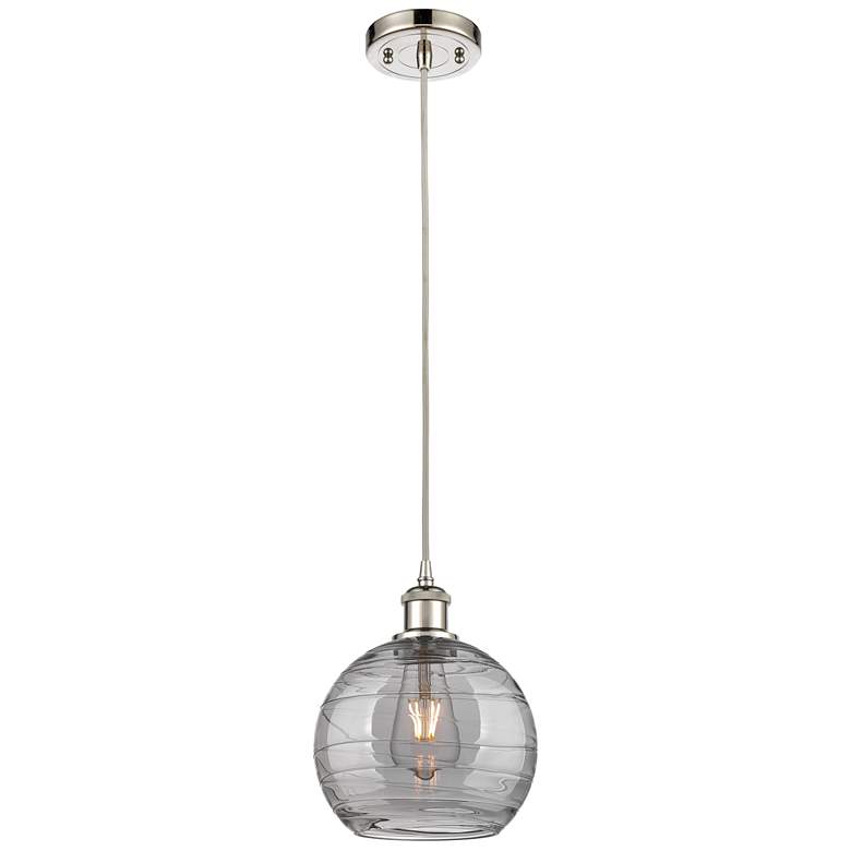 Image 1 Ballston Athens 8"W Polished Nickel Cord Mini Pendant w/ Smoke Swirl S