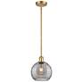 Ballston Athens 8"W Satin Gold Stemmed Mini Pendant w/ Smoke Swirl Sha
