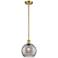 Ballston Athens 8"W Satin Gold Stemmed Mini Pendant w/ Smoke Swirl Sha