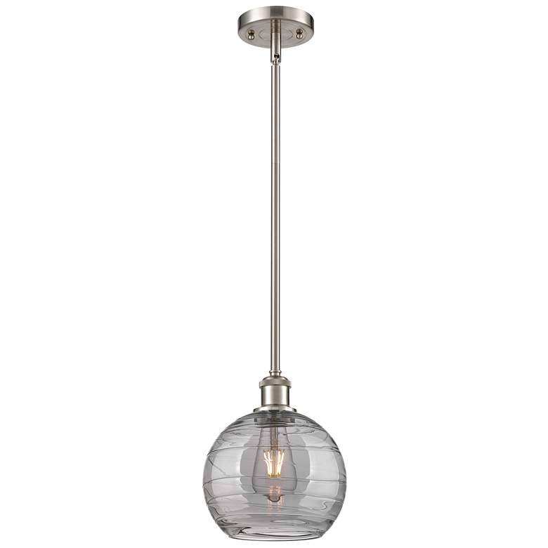 Image 1 Ballston Athens 8"W Satin Nickel Stemmed Mini Pendant w/ Smoke Swirl S