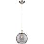 Ballston Athens 8"W Satin Nickel Stemmed Mini Pendant w/ Smoke Swirl S