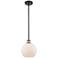 Ballston Athens 8"W Stem Hung Black Brass Mini Pendant w/ White Shade