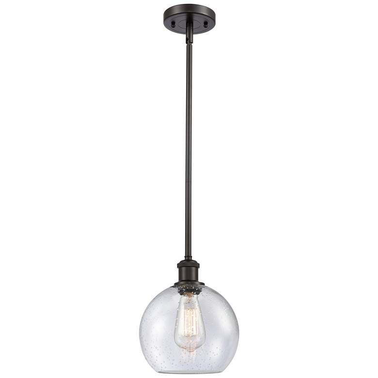 Image 1 Ballston Athens 8"W Stem Hung Bronze Mini Pendant w/ Seedy Shade