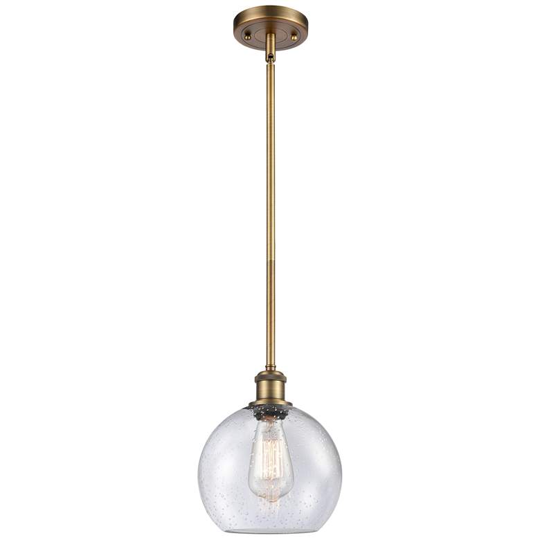 Image 1 Ballston Athens 8"W Stem Hung Brushed Brass Mini Pendant w/ Seedy Shad