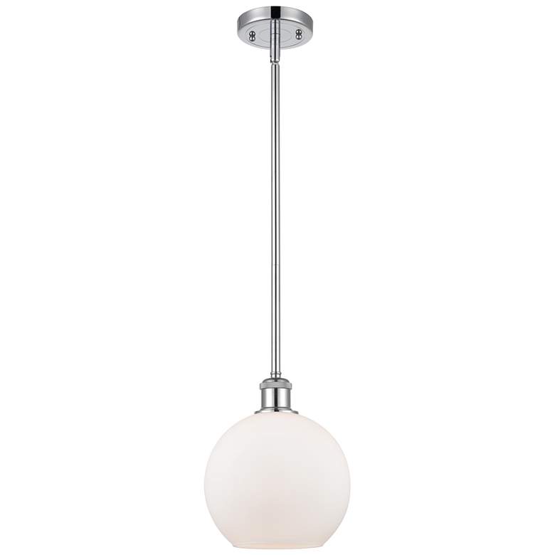 Image 1 Ballston Athens 8"W Stem Hung Chrome Mini Pendant w/ White Shade