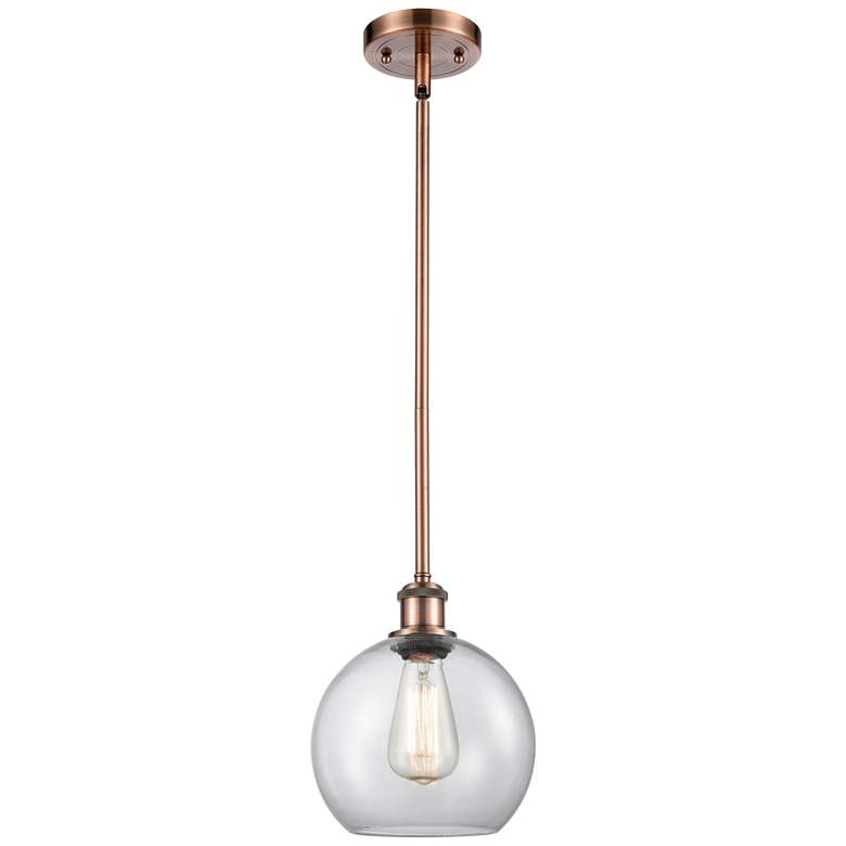 Image 1 Ballston Athens 8 inchW Stem Hung Copper Mini Pendant w/ Clear Shade