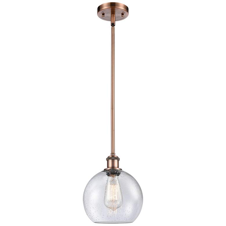 Image 1 Ballston Athens 8"W Stem Hung Copper Mini Pendant w/ Seedy Shade
