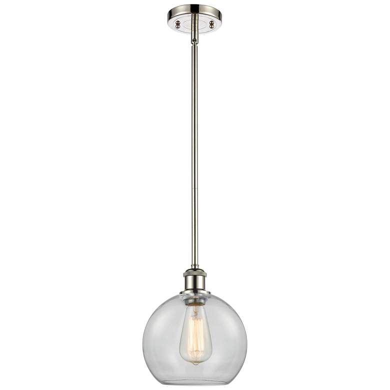 Image 1 Ballston Athens 8"W Stem Hung Polished Nickel Mini Pendant w/ Clear Sh