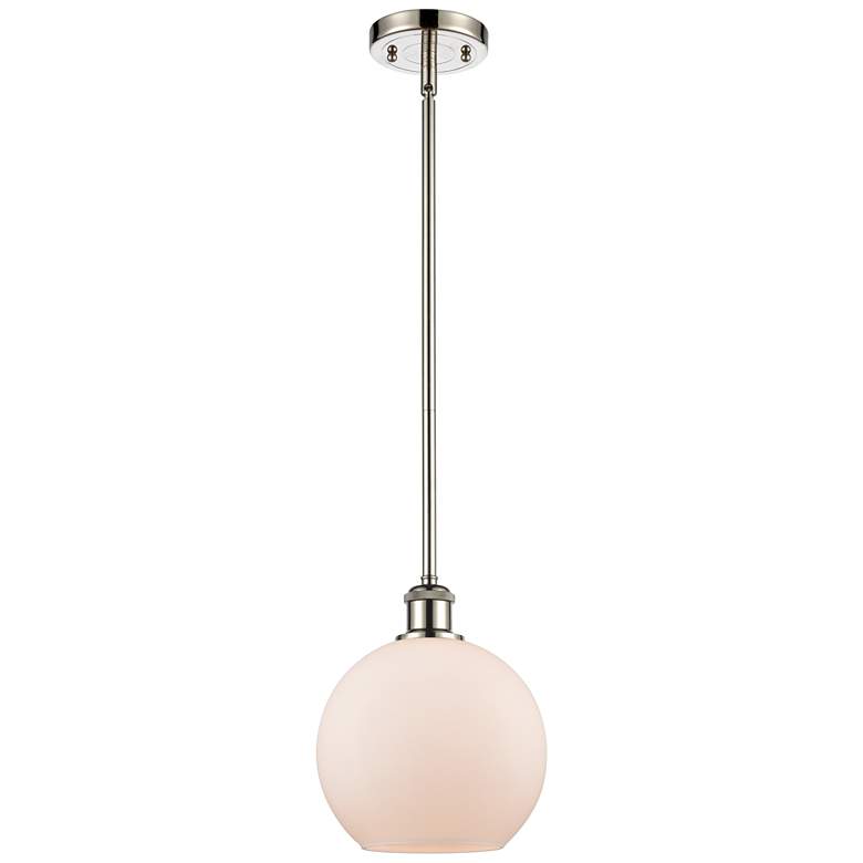 Image 1 Ballston Athens 8"W Stem Hung Polished Nickel Mini Pendant w/ White Sh