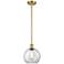 Ballston Athens 8"W Stem Hung Satin Gold Mini Pendant w/ Clear Shade