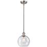 Ballston Athens 8"W Stem Hung Satin Nickel Mini Pendant w/ Seedy Shade