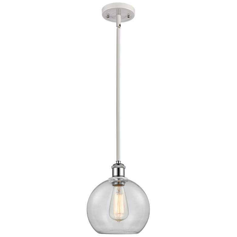 Image 1 Ballston Athens 8 inchW Stem Hung White and Chrome Mini Pendant w/ Clear S