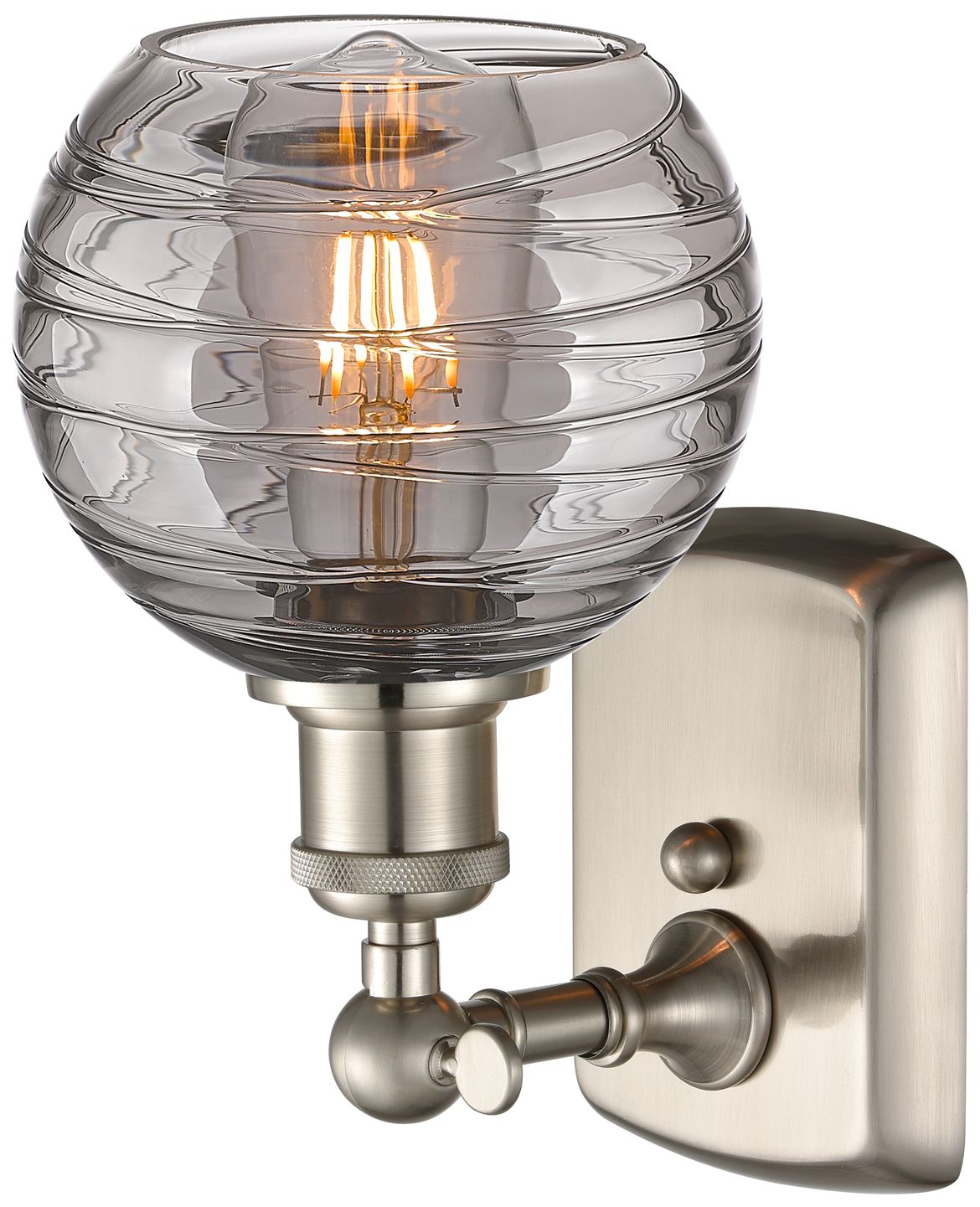 Image 4 Ballston Athens 9.13"H Brushed Satin Nickel Sconce w/ Smoke Swirl Shad more views