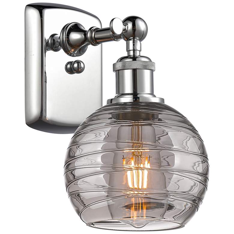 Image 1 Ballston Athens 9.13"H Chrome Sconce w/ Smoke Swirl Shade