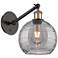 Ballston Athens 9.88"H Black Brass Adjustable Sconce w/ Smoke Swirl Sh