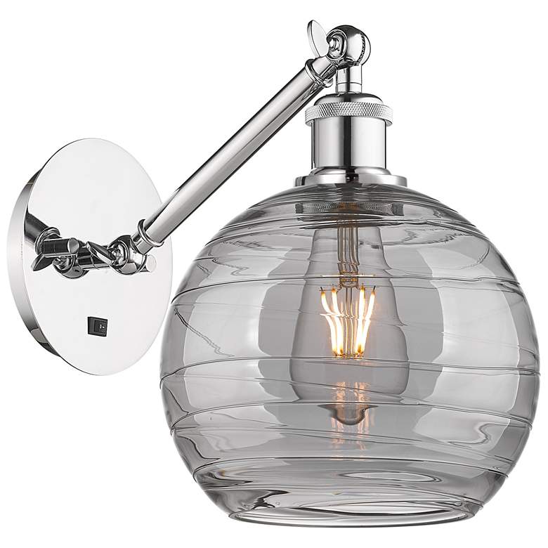 Image 1 Ballston Athens 9.88"H Chrome Adjustable Sconce w/ Smoke Swirl Shade