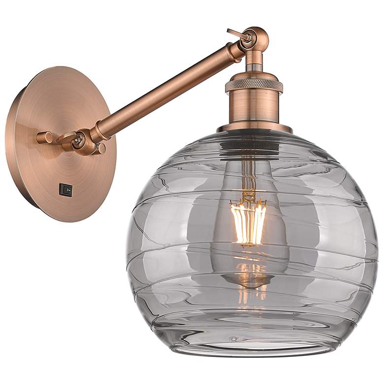 Image 1 Ballston Athens 9.88"H Copper Adjustable Sconce w/ Smoke Swirl Shade