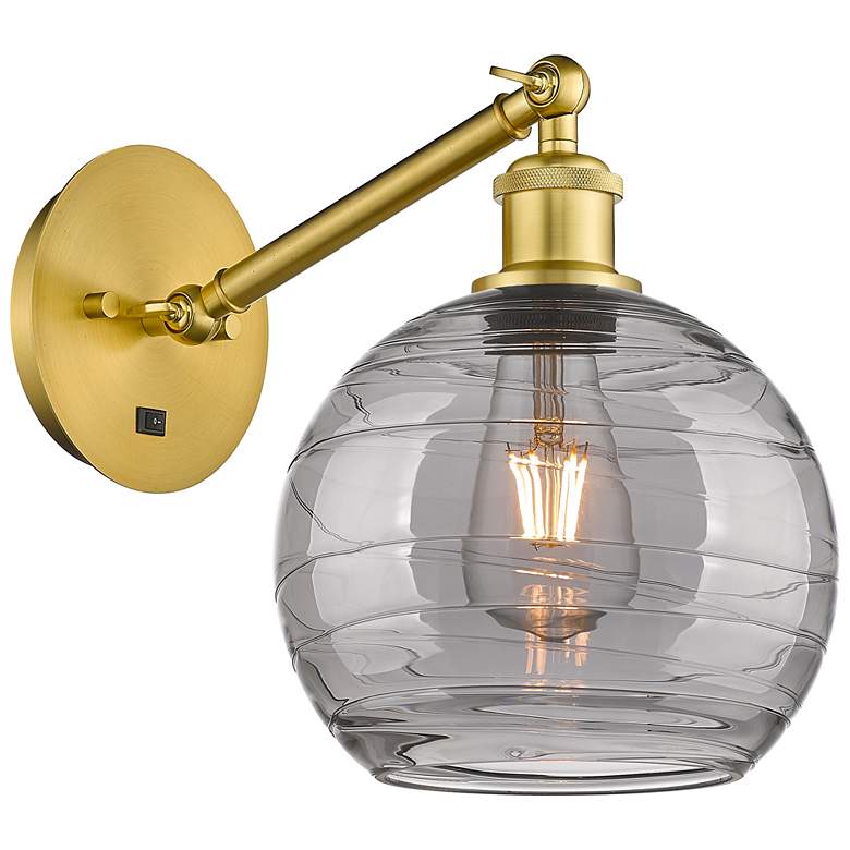 Image 1 Ballston Athens 9.88"H Gold Adjustable Sconce w/ Smoke Swirl Shade