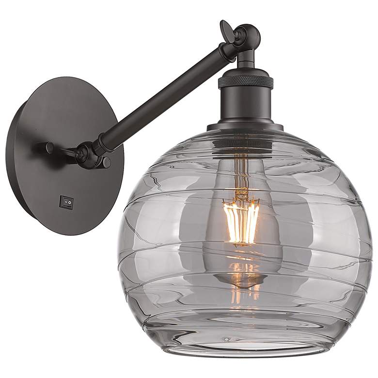 Image 1 Ballston Athens 9.88"H Oiled Bronze Adjustable Sconce w/ Smoke Swirl S