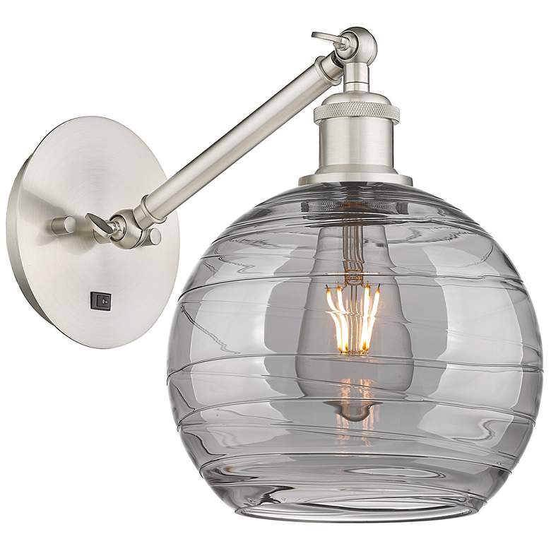 Image 1 Ballston Athens 9.88"H Satin Nickel Adjustable Sconce w/ Smoke Swirl S