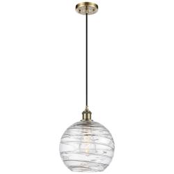 Ballston Athens Deco Swirl 10" LED Mini Pendant - Brass - Clear