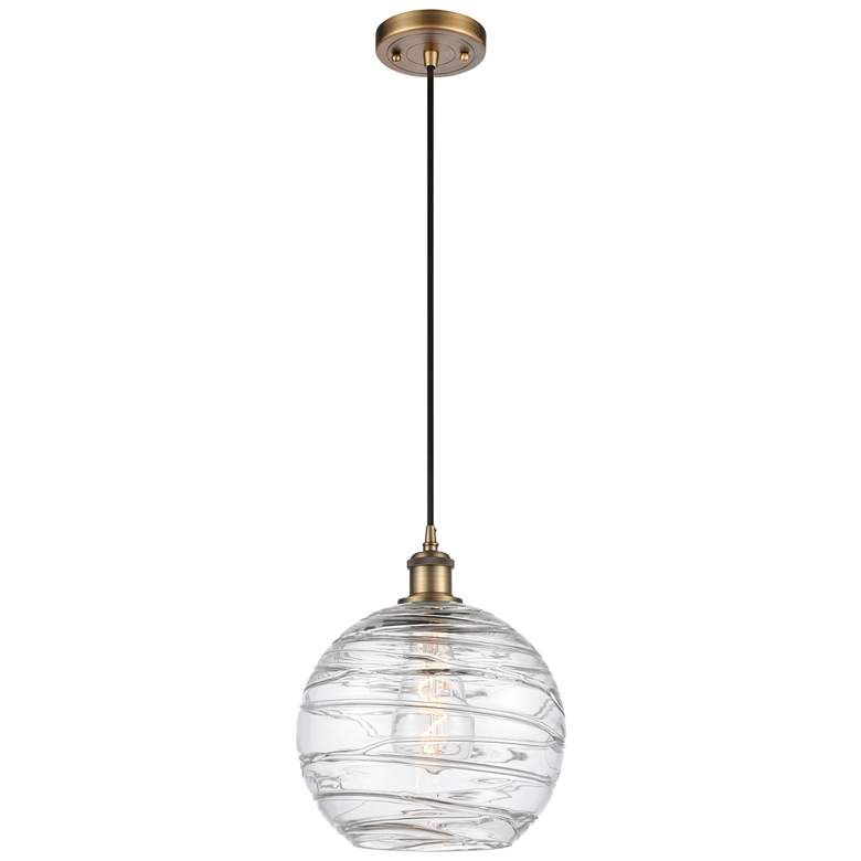 Image 1 Ballston Athens Deco Swirl 10" LED Mini Pendant - Brushed Brass - Clea