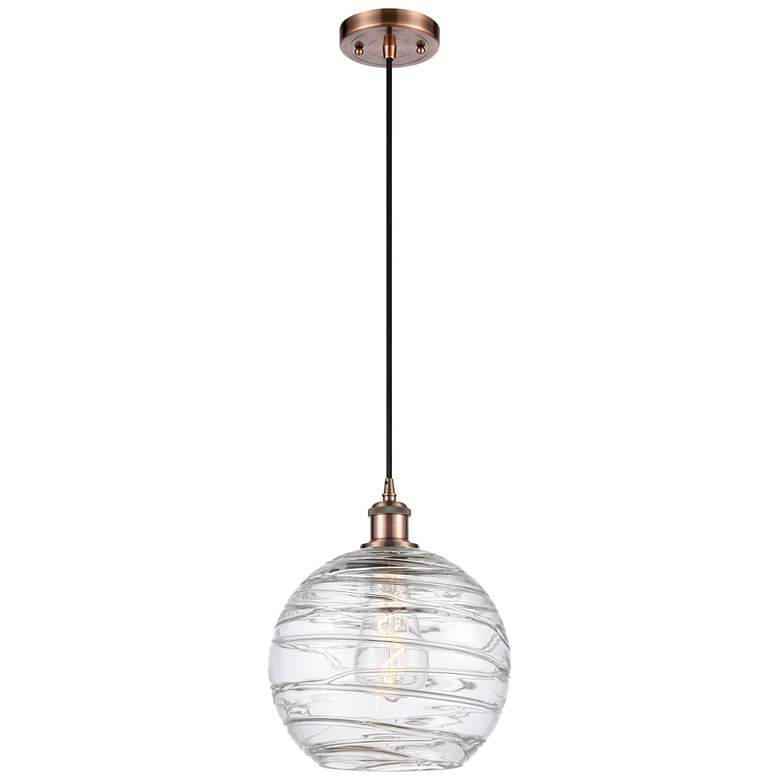 Image 1 Ballston Athens Deco Swirl 10" LED Mini Pendant - Copper - Clear
